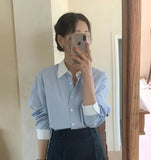 Classic Casual Shirt Contrasting Colors New Design Blouse Long Sleeve Striped Shirt - Zeprah