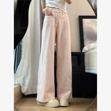 Colorful Women's Straight - Leg Jeans Autumn Bow Embroidered High Waist Loose Wide - Leg Pants - Zeprah