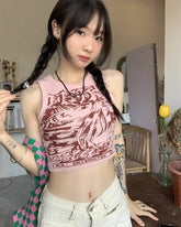Comfy Stylish Tank Top Harajuku Gothic Clothes Crop Tops Women Sleeveless Streetwear Vintage Camisole - Zeprah