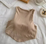 Cool Summer Girls Camisole Ice Silk Sleeveless O - neck Basic Vest Padded Casual Spaghetti Strap tank Top Women - Zeprah