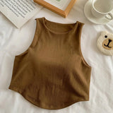 Cool Summer Girls Camisole Ice Silk Sleeveless O - neck Basic Vest Padded Casual Spaghetti Strap tank Top Women - Zeprah