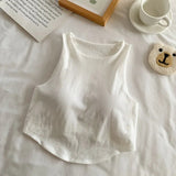 Cool Summer Girls Camisole Ice Silk Sleeveless O - neck Basic Vest Padded Casual Spaghetti Strap tank Top Women - Zeprah