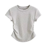 Cotton Loose Short - sleeved Plain Trendy Tops for Women Crewneck T-shirt - Zeprah