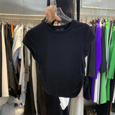 Cotton Loose Short - sleeved Plain Trendy Tops for Women Crewneck T-shirt - Zeprah