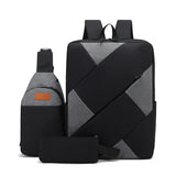 Cross - Border New Large Capacity Three - Piece Backpack Set Waterproof Oxford Business USB Charging Zipper Computer Travel Bag - Zeprah