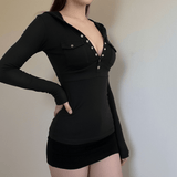 Custom Logo Women's Long Sleeve T-Shirt, Milk Silk Soft Button Placket Blouse , Slim Fit Casual V - Neck Solid Color Shirt OEM (All Seasons) - Zeprah