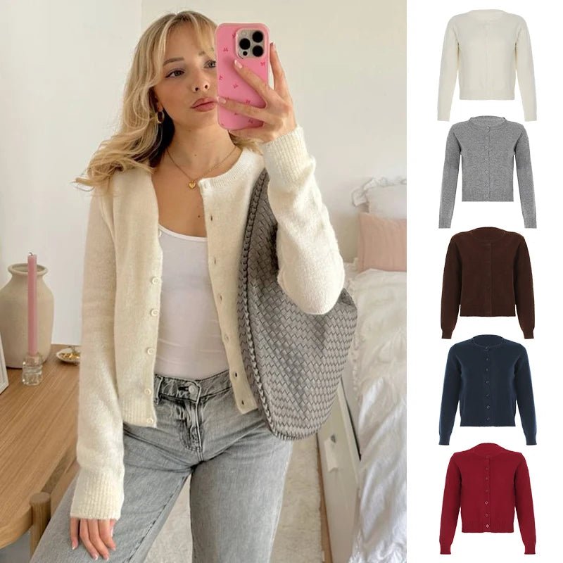 Custom Plain Cardigan Women's Winter Solid Color Casual Knitwear Wool/Viscose Soft Lounge Sweater Button Front Factory - Zeprah