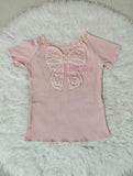 Women's White Lace Bow Square Neck Knit Top Short Sleeve Slim Fit Elegant Casual Blouses