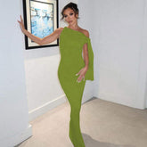 Summer New Women Single Shoulder Strap Sexy Long Evening Dresses Sleeveless Elegant Simple Women's Party Maxi Slim Dress