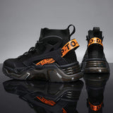 Futuristic Chunky Sole High-Top Sneakers with Knit Upper & Shock-Absorbing Midsole for Urban Streetwear and All-Day Comfort