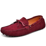 Genuine Leather Men Casual Shoes Loafers Moccasins Breathable Slip on Black Driving Shoes Plus Size
