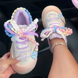 Pearl Round Toe Spring Comfortable Jogging Vulcanized Tenis Mujer Walking Shoes White Sneakers for Women