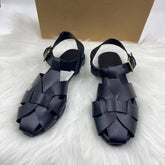 European & American Plus-Size Buckled Roman Slippers - Women's Solid Color, Minimalist, Versatile Casual Flat Sandals