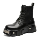 Handsome Design Mechanical Aesthetics Good Quality Fashion Durable Lace up High Heel Ankle Boots for Men