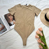 Hot Sell Women Short Sleeve One Piece High Stretch Compression Soft Bodysuit Rompers Jumpsuit