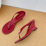 Luxury Unique Fashion Thong Mules Summer & Spring Wedge Chaussure Femme Women Heels