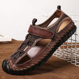 Genuine Leather Materials Hard Wearing Summer Beach Casual Shoes Leather Sandals for Men