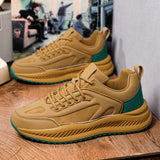 Durable Trendy Sneakers Premium Leather Synthetic Mix Sneakers Modern Cushioned Comfort Lace-Up Sports Shoes
