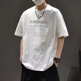 Men's Oversized Casual T-Shirt with Textured Letter Detail, Crew Neck Tee