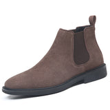 Pointed Toe Comfortable Durable Dress Shoes Men Classic Good Looking Soft Black Faux Suede Leather Flat Ankle Boots
