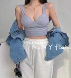 New Product Padded Spacer Halters Women's tank Tops Seamless Push up Bra Vest