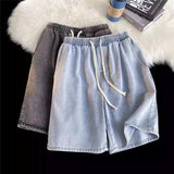 Men's Summer Loose-Fit Elastic Waist Denim 5-Inch Shorts Casual Style Shorts