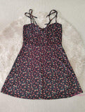 Loose-fit Hip Wrap Mini Dress Floral Printed A-line Dress Sexy Strap Cami Dress