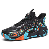 Basketball Shoes with Shock-Absorbing Durable Sole Geometric Design Breathable Mesh for Gym Outdoor Sports