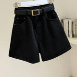 Denim Shorts Women's Summer New Trendy Popular High Waist Simple Slimming Loose Wide Leg Hot Pants - Zeprah