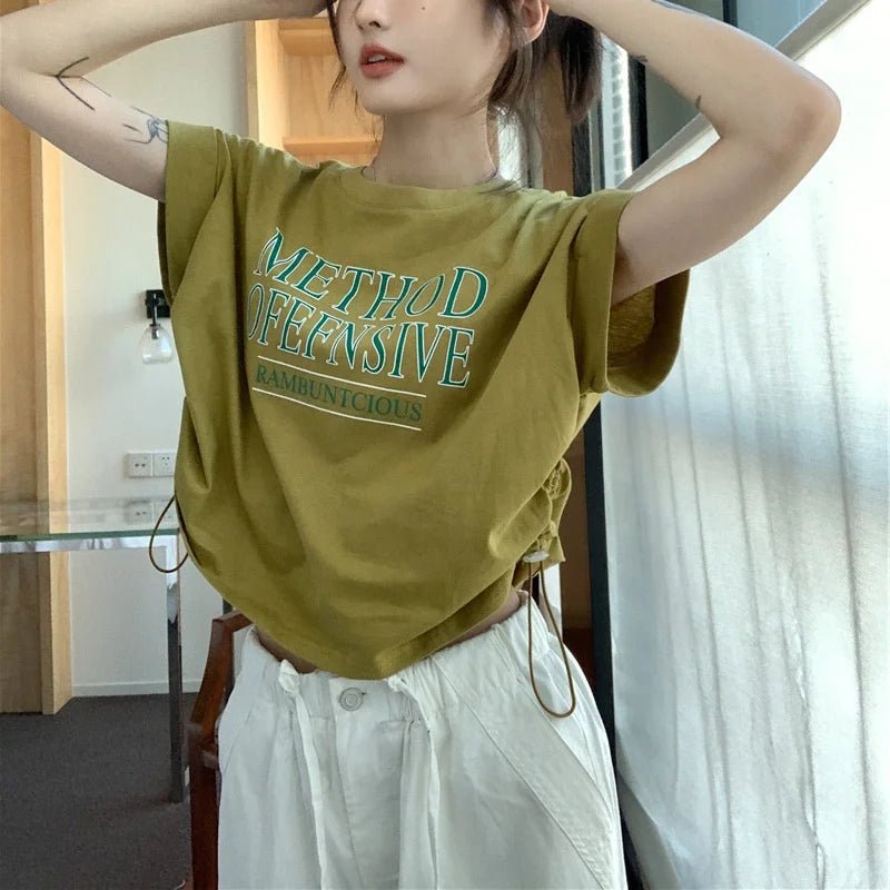 Design Sense Short - sleeved T-shirt Women's Summer Graphic tee Irregular Niche New Chic Loose Short Top - Zeprah