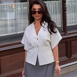 Women Autumn New FashionKnitting Women's Top Vintage Female Outerwear Chic Tops Short Sleeved T-shirts