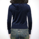 Eco-Friendly Retro Velour Hooded Jacket for Women with Faux Fur Trim – Warm 2025 Autumn Vintage Sweatshirt