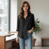 Essential Oversized Casual Button-Down Blouse