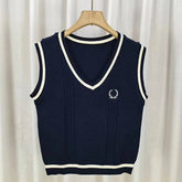 V-neck Classic Tank Top Knitted Vest Retro Sweater