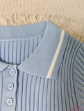 Polo Collar Sweater Dresses Button Package Hip Skirt Slim-fit Mini Dress