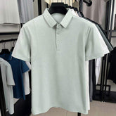Men Mesh Splicing Short Sleeve Polo Shirt Breathable Lapel Casual Fashion Tops