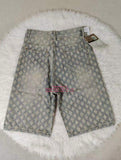 2024 Summer Men's Casual Denim Shorts New Arrival American Loose Straight-Leg Ripped Mid-Waist Half-Length Pants