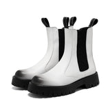 Versatile British Style High Top White Color Chelsea Chimney Boots Winter PU Leather Working Boots for Men