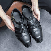 Breathable Summer Casual Shoes Buckle Strap Lightweight Fashion White Black Color Men Casual Dress Shoes