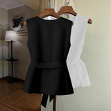 New Solid Notched V-Neck Sleeveless Top, Women Casual Blouse