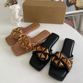 New Designer Babouche Femme Summer Sandals - Trendy Large Size Flat Casual Slippers for Women