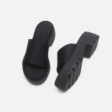 Trendy Black Chunky Platform Sandals - Comfortable Hot Selling Straw Sandals