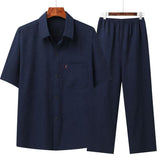 2025 New Arrival Men's Summer Casual Fashion Breathable Ice Silk Shirt 2-Piece Set