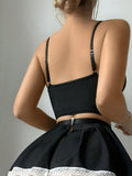 New Nightclub Maid Sexy Set with Pocket, Sexy Bandage Lace Trim Erotic Uniform Temptation Outfit