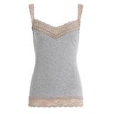 Eco - Friendly Breathable Casual Minimalist Solid Color Lace Camisole Slim Stretch Knit Tank Tops for Layering - Zeprah