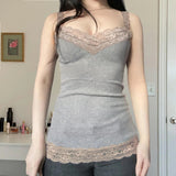 Eco - Friendly Breathable Casual Minimalist Solid Color Lace Camisole Slim Stretch Knit Tank Tops for Layering - Zeprah