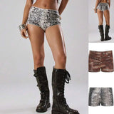 Eco - Friendly Waterproof Sequin Shorts Low Waist Animal Print Color Block Party for Women Clubwear Factory Direct - Zeprah