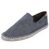Hand-stitched Slip-on Shoes with Hemp Sole and Straw-woven Men Casual Walking Shoes