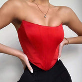 European & American Playful Sexy Style Backless Crop Top - Off-the-Shoulder Fitted Blouse