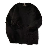 Men Women American Vintage High Street Distressed Knit Sweater Ins Lazy Style Niche Designer Fall Winter Top
